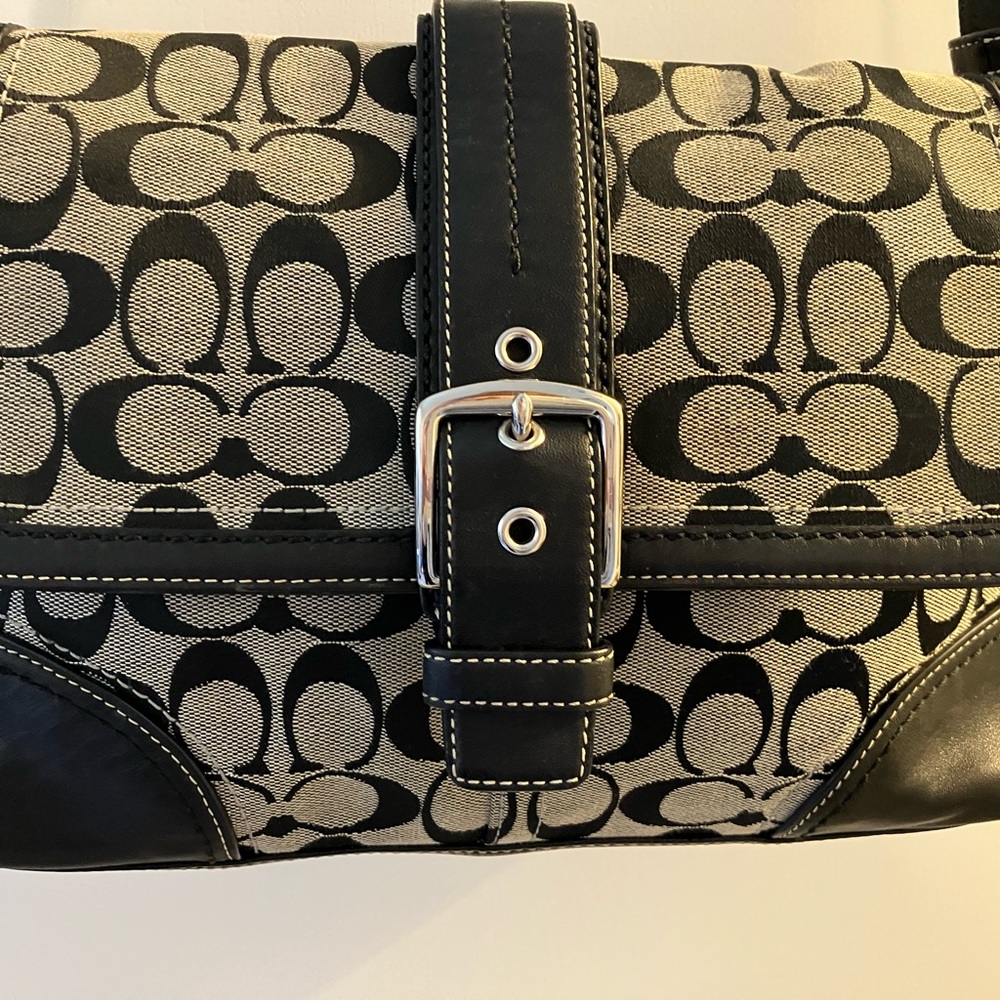 Coach Signature Black & Gray Crossbody Bag